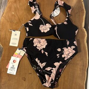 Maaji Black and Pink Floral Bikini